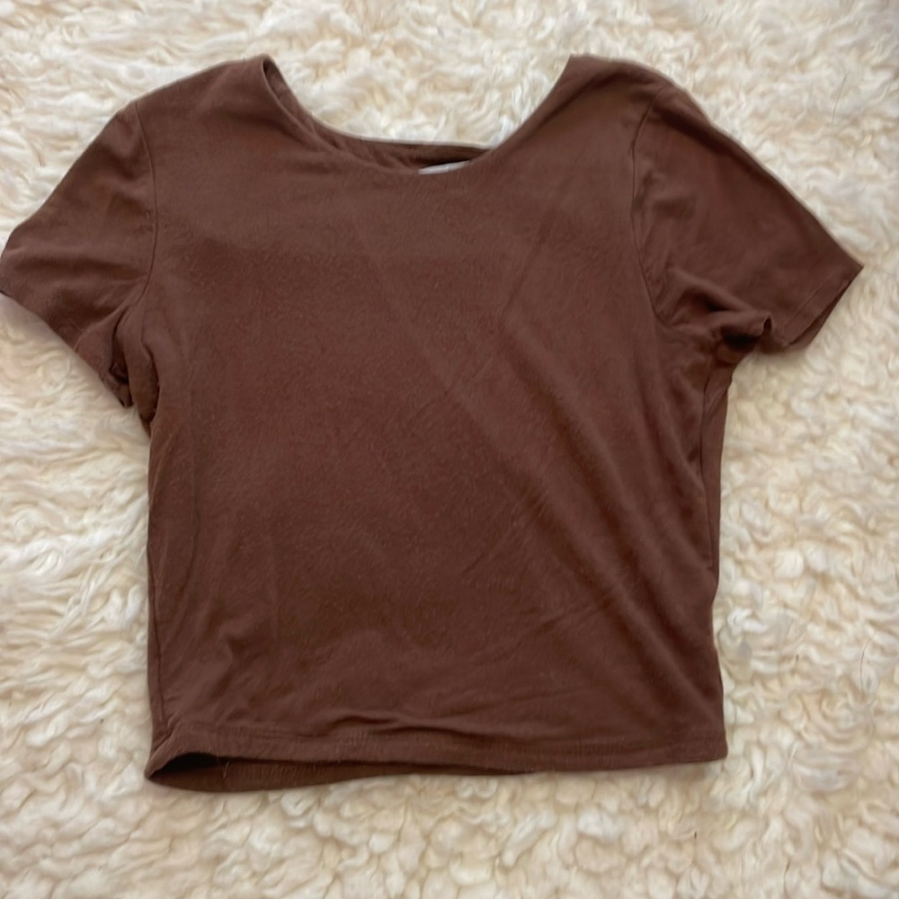 Bar lll Brown Crop Top Shirt